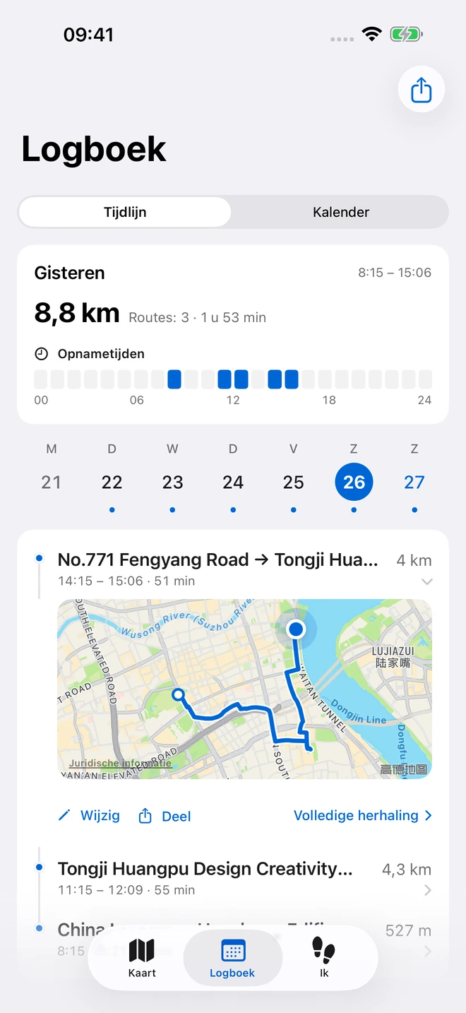 Een tijdlijn van je dagen